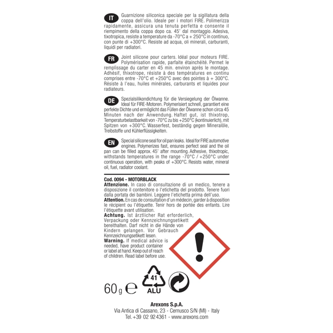 Vendita online Motorblack guarnizione siliconica per coppa olio 60 gr.